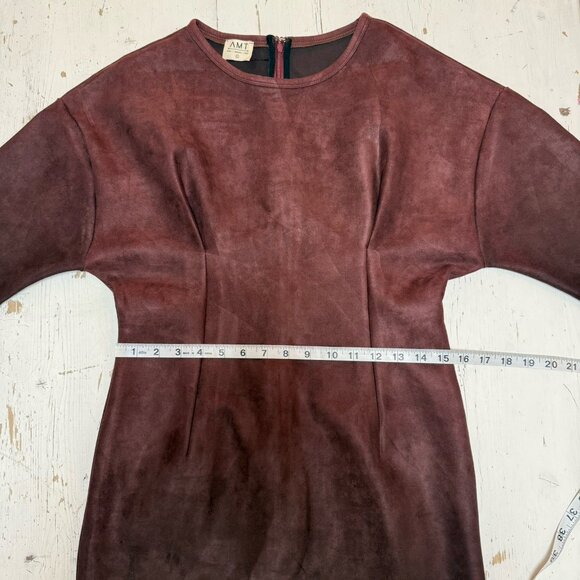 AMT Studio Vintage Look Designer Midi Length Dolman Dress Sz L Rich Brown $288 - Picture 6 of 10